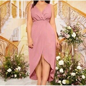 Shein Curve Plus Surplice Neck Tulip Hem Bridesmaid Dress Size 3XL NWT